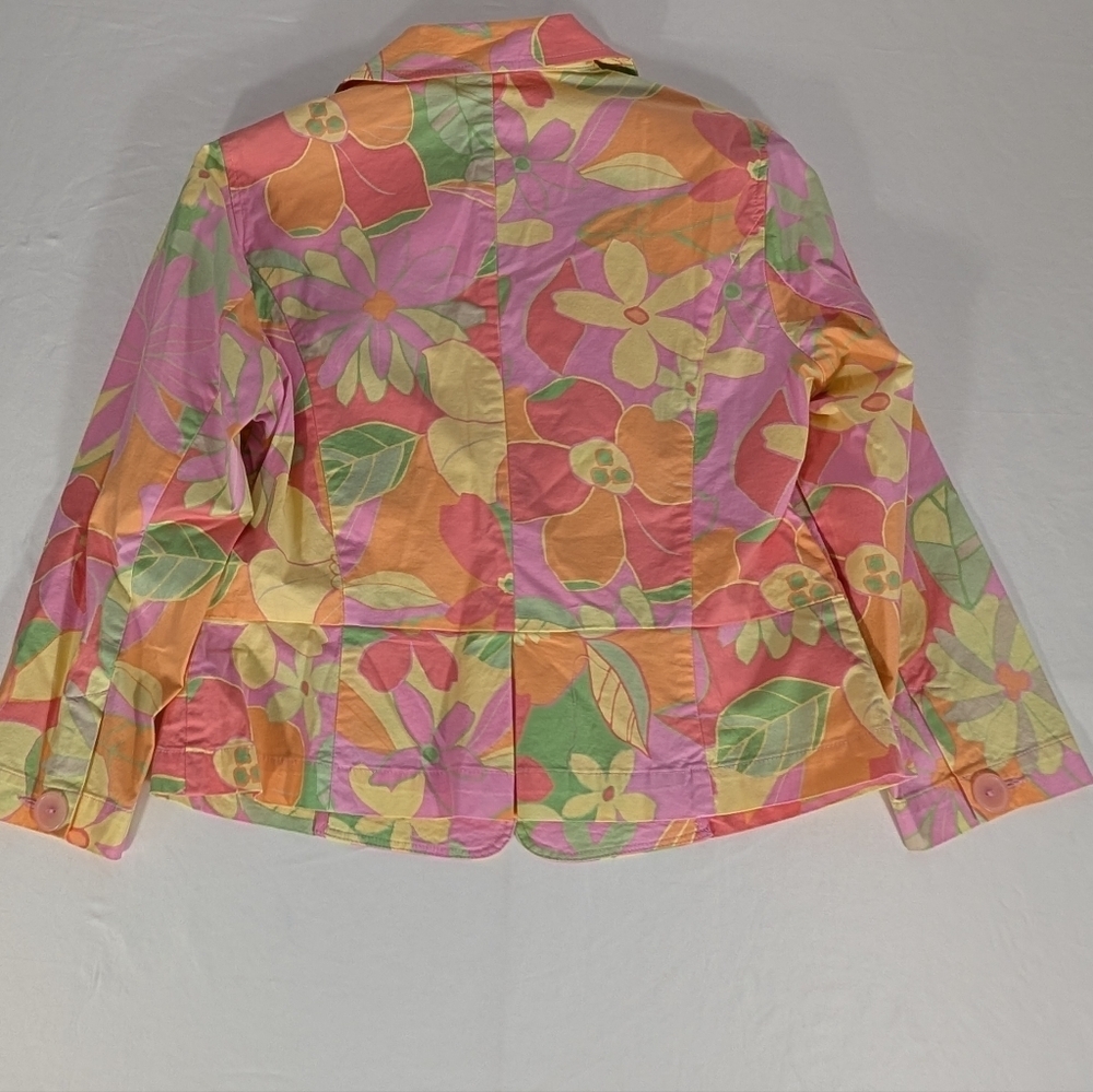 NWT Sigrid Olsen Pink, Orange, Green Floral Cotton Pants Suit Petite Size 4- - Picture 8 of 16